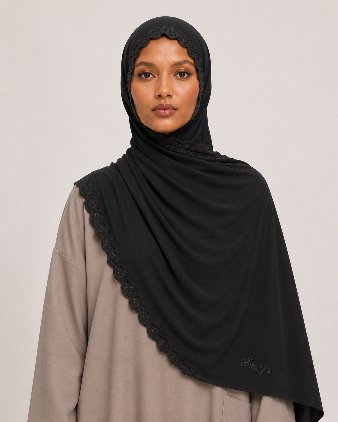 F-Liquid Jersey Lace Hijab