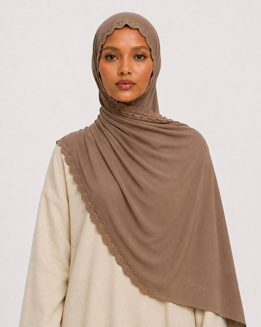 F-Liquid Jersey Lace Hijab