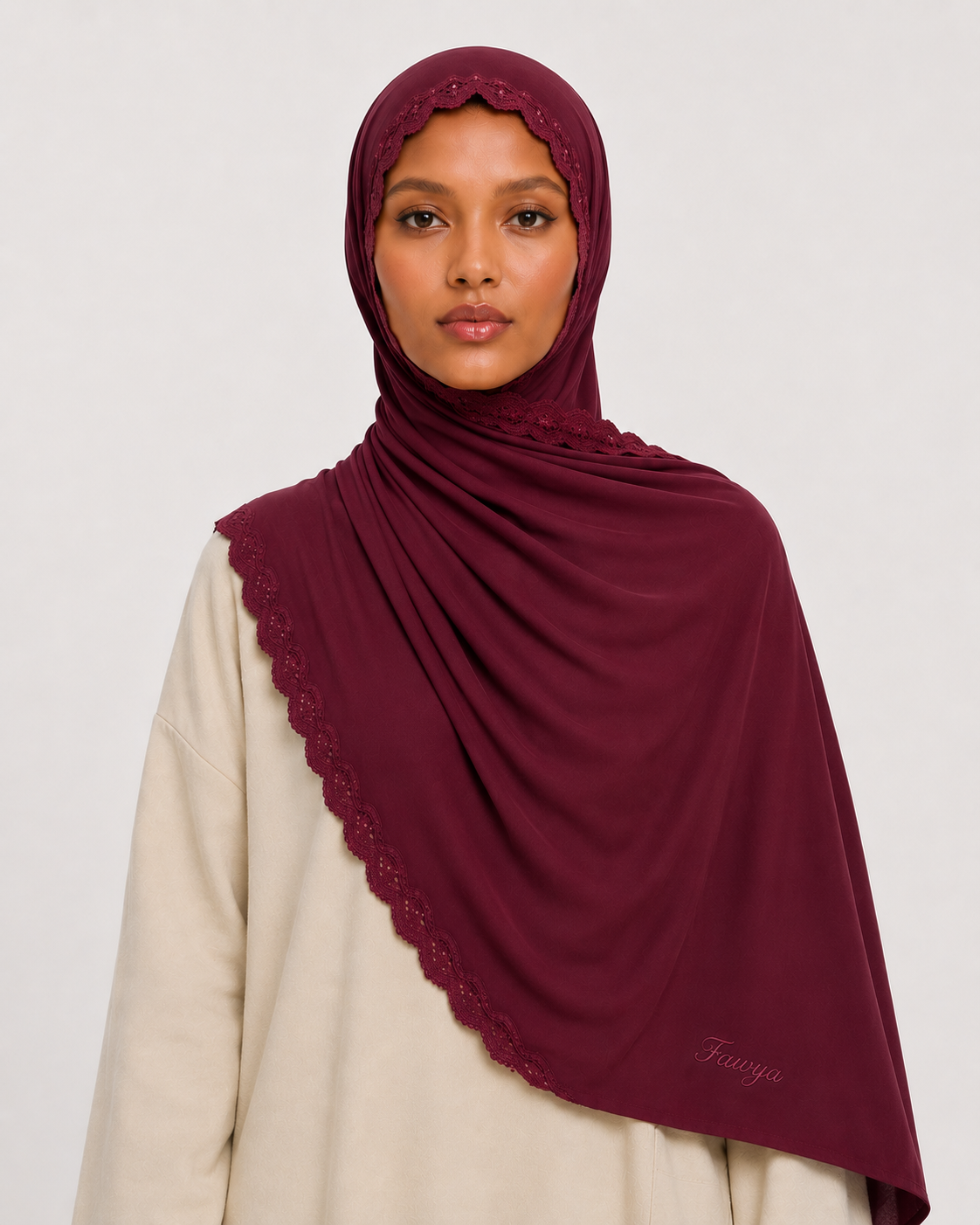 F-Liquid Jersey Lace Hijab